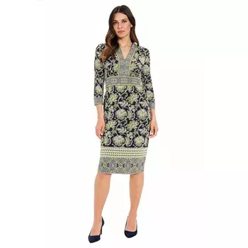 Женское платье-футляр с v-образным вырезом и вставкой на талии London Times, цвет Navy Green Floral