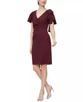 Женское платье-футляр с v-образным вырезом и развевающимися рукавами SL Fashions