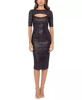 Женское платье-футляр с вырезом и пайетками Betsy & Adam, тан/бежевый