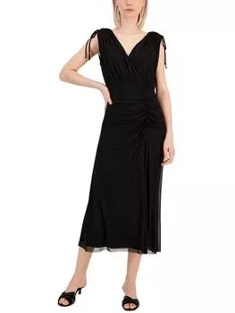 Женское платье-футляр с запахом длиной до середины голени Anne Klein, цвет anne black