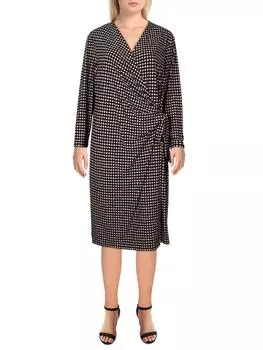 Женское платье-халат миди с принтом Anne Klein, цвет black/first blush combo