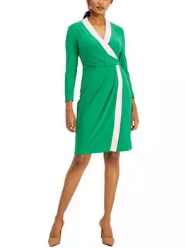 Женское платье-халат миди в стиле колор-блок Kasper, цвет apple green/almond pink