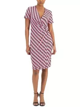 Женское платье-халат с геометрическим принтом длиной до колена Anne Klein, цвет camellia multi