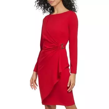 Женское платье-халат с отделкой выше колена DKNY, цвет scarlet