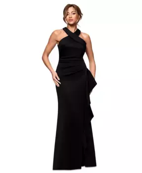 Женское платье-халат с перекрещивающимися бретелями и боковыми рюшами XSCAPE, фиолетовый