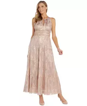 Женское платье-халат с ярусами и фольгированным принтом R & M Richards, красный