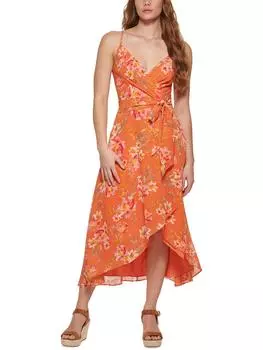 Женское платье-халат с запахом и завышенной талией Vince Camuto, цвет tangerine