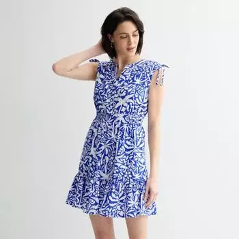 Женское платье-хенли с завязками на плечах Sonoma Goods For Life, цвет royal blue palm