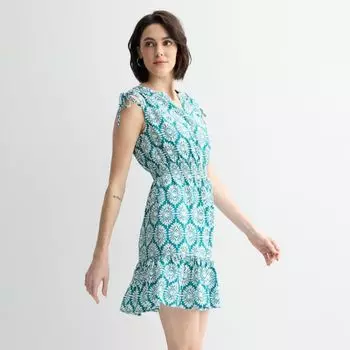 Женское платье-хенли с завязками на плечах Sonoma Goods For Life, цвет teal geo sun