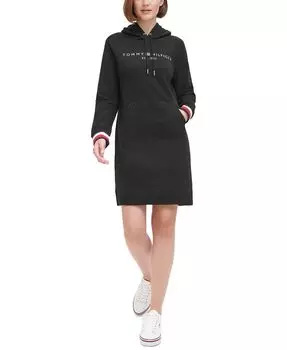 Женское платье-худи с рукавами реглан Tommy Hilfiger, черный
