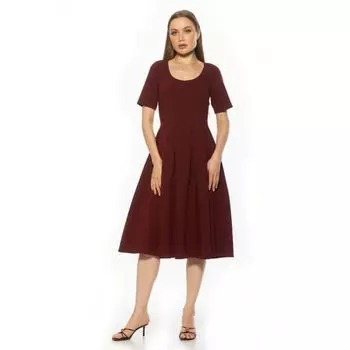 Женское платье Imani с круглым вырезом, короткими рукавами и плиссировкой Alexia Admor, бургундия