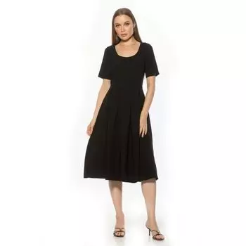 Женское платье Imani с круглым вырезом, короткими рукавами и плиссировкой Alexia Admor, черный