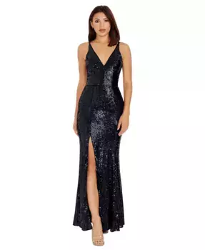 Женское платье Iris с пайетками и разрезом сбоку Dress the Population, синий