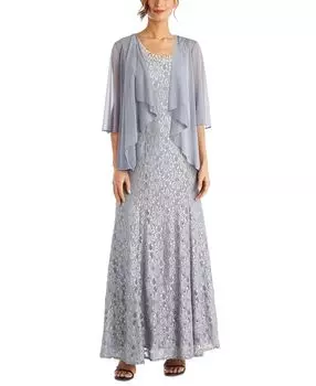 Женское платье из бисера и летающая куртка R &amp; M Richards, серебряный