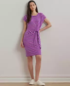 Женское платье из джерси с полосками и запахом Lauren Ralph Lauren, фиолетовый