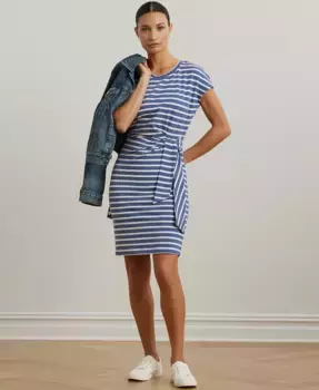 Женское платье из джерси с полосками и запахом Lauren Ralph Lauren, синий