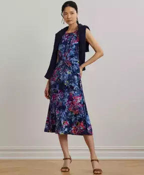 Женское платье из джерси с принтом и скрученным передом Lauren Ralph Lauren, синий