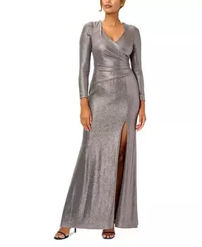 Женское платье из металлизированного трикотажа с рюшами Adrianna Papell