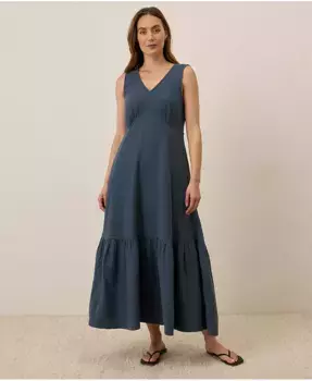 Женское платье из органического хлопка Coastal Double Gauze "Beach To Brunch" Pact, синий