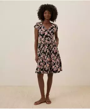 Женское платье из органического хлопка Fit & Flare с перекрещивающимся вырезом Pact, мультиколор