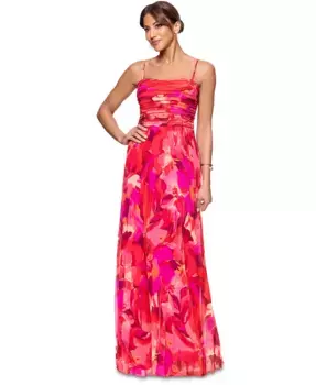 Женское платье из плиссированного шифона с принтом XSCAPE, розовый