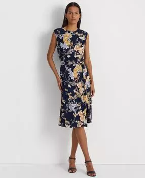 Женское платье из пузырчатого крепа с поясом и цветочным принтом Lauren Ralph Lauren, мульти