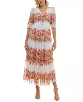 Женское платье из шифона с цветочным принтом и полосками в стиле Swiss Dot Taylor, мультиколор