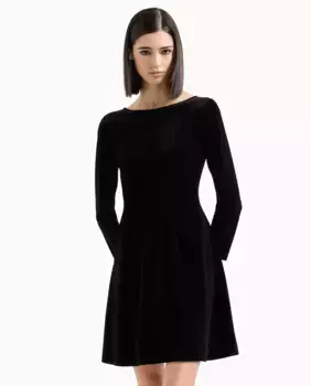 Женское платье из шиниллы с поясом Emporio Armani, черный