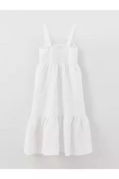 Женское платье из смесового льна с квадратным вырезом и прямым ремнем LC Waikiki, белый