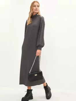 Женское платье из ткани прямого кроя с прямым воротником LCWAIKIKI Classic