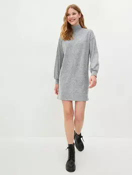 Женское платье из ткани с длинным рукавом и воротником-стойкой LCW Casual