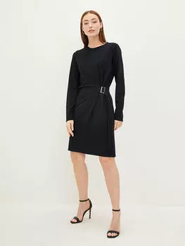 Женское платье из ткани с круглым вырезом и длинным рукавом LCWAIKIKI Classic