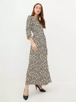 Женское платье из вискозы с двубортным воротником и узором LCWAIKIKI Classic