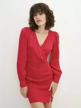 Женское платье из вискозы с двубортным воротником и длинным рукавом LCW Casual