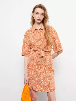 Женское платье из вискозы с коротким рукавом и воротником-рубашкой LCW Limited