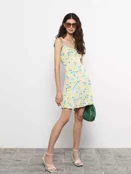 Женское платье из вискозы с U-образным вырезом и ремешком LCW Casual