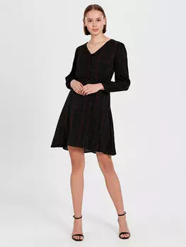 Женское платье из вискозы с V-образным вырезом и длинными рукавами LCW Vision