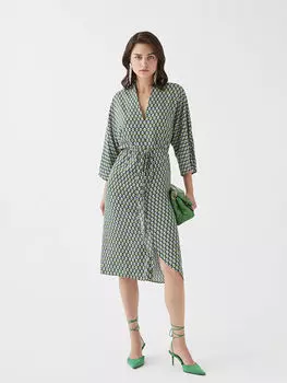 Женское платье из вискозы со свободным вырезом и узором LCW Vision