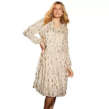 Женское платье из жоржета с коралловым металлизированным принтом June + Vie больших размеров June+Vie, цвет Oatmeal