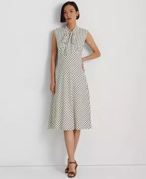 Женское платье из жоржета в горошек с завязками на шее Lauren Ralph Lauren, мульти