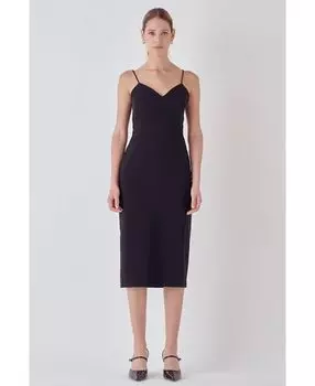 Женское платье-карандаш миди на бретелях endless rose, черный