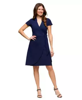 Женское платье-кимоно с воротником-стойкой до колен 24seven Comfort Apparel, синий