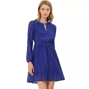 Женское платье-колье с V-образным вырезом и длинными рукавами выше колена ALLEGRA K, цвет Royal Blue