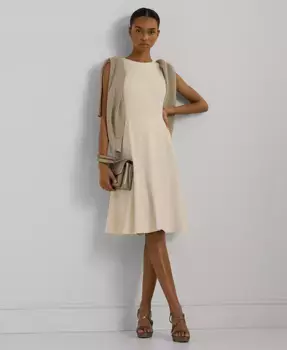 Женское платье-колокол из понте Lauren Ralph Lauren, белый