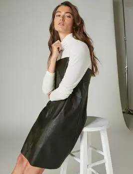 Женское платье-комбинация из искусственной кожи Lucky Brand Babydoll, черный