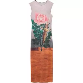 Женское платье-комбинация из коллаборация с YISHUJIA LIANMINGKUAN с принтом ZARA, Print