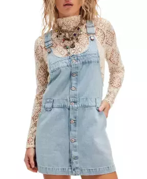 Женское платье-комбинезон Edie из денима и хлопка Free People, синий