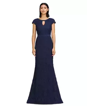 Женское платье Leigh с 3D-цветами и вырезом-"замочной скважиной" JS Collections, синий