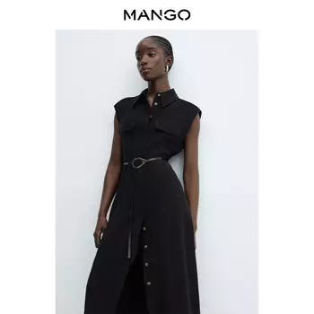 Женское платье Mango без рукавов с воротником повседневная, белый