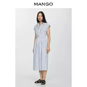 Женское платье Mango полосатое длинное, синий